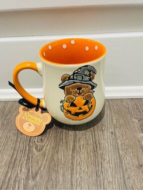 Cream and Orange Halloween Bear Pumpkin Mug